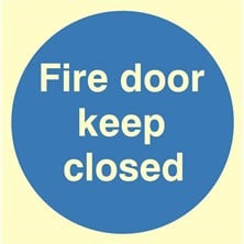 Luminous Fire Door Keep Closed Sign Self Adhesive Vinyl Sticker 100mm x 100mm - JEM Systems UK