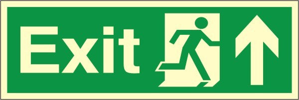 Luminous Self Adhesive Exit Up/Forward Running Man Sign 300x100mm - JEM Systems UK