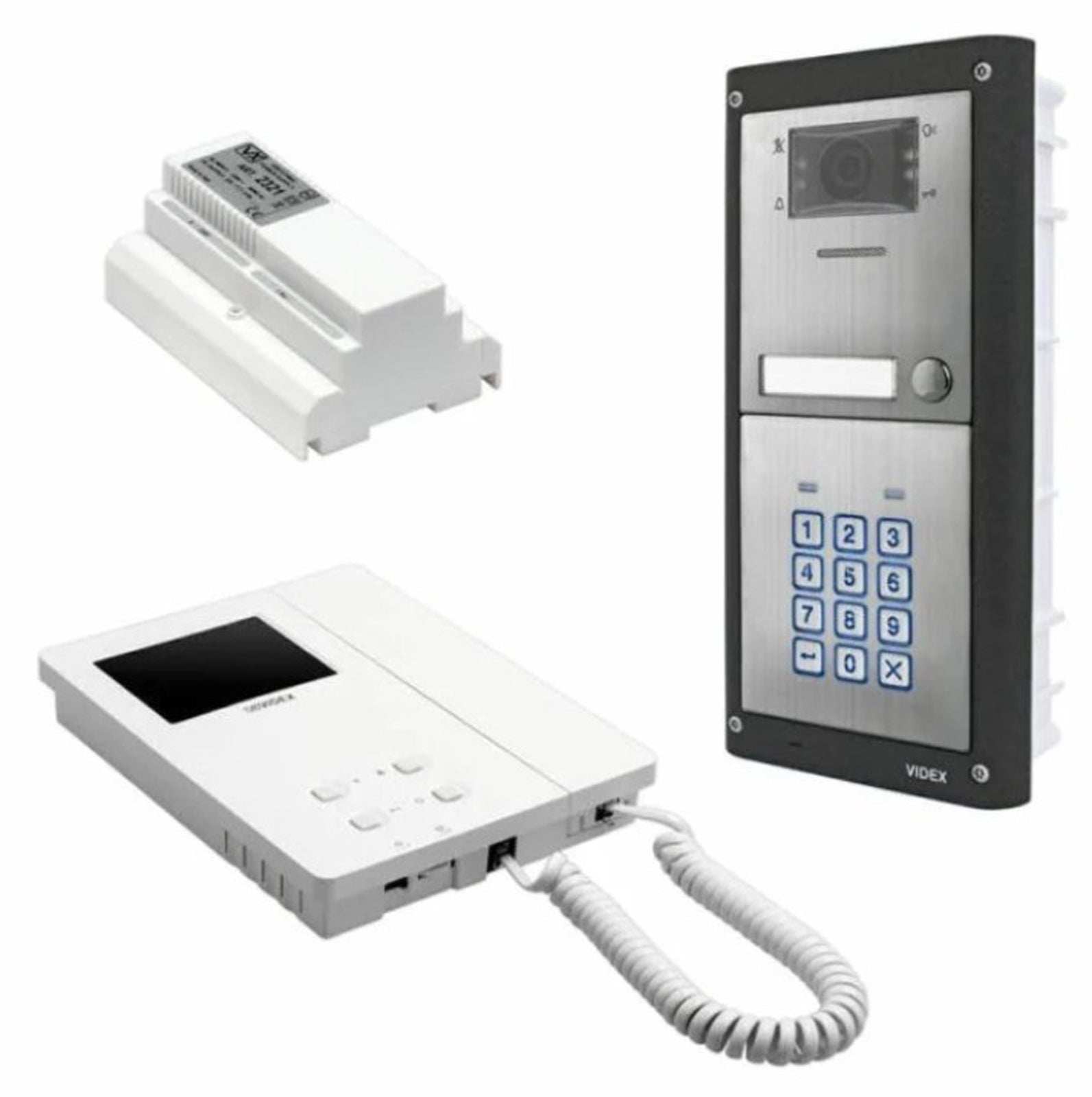 Videx 1 Button Flush Mount 2-Wire Video Kit with Codelock c/w 6286 3.5" Videophone