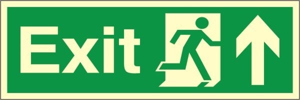Luminous Self Adhesive Exit Up/Forward Running Man Sign 600x200mm - JEM Systems UK