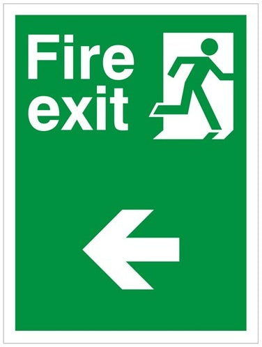 Non Slip Fire Exit Left Running Man Sign 450x600mm - JEM Systems UK
