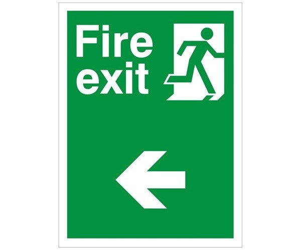 Non Slip Fire Exit Left Running Man Sign 300x400mm - JEM Systems UK