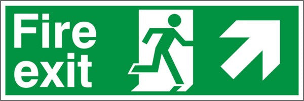 Foamex Fire Exit Up & Right Running Man Sign 600x1000mm - JEM Systems UK