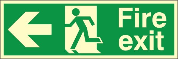 Luminous Foamex Fire Exit Left Running Man Sign 600x1000mm - JEM Systems UK
