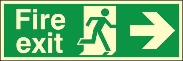 Luminous Foamex Fire Exit Right Running Man Sign 600x1000mm - JEM Systems UK