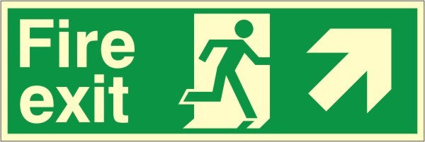 Luminous Foamex Fire Exit Up & Right Running Man Sign 600x1000mm - JEM Systems UK