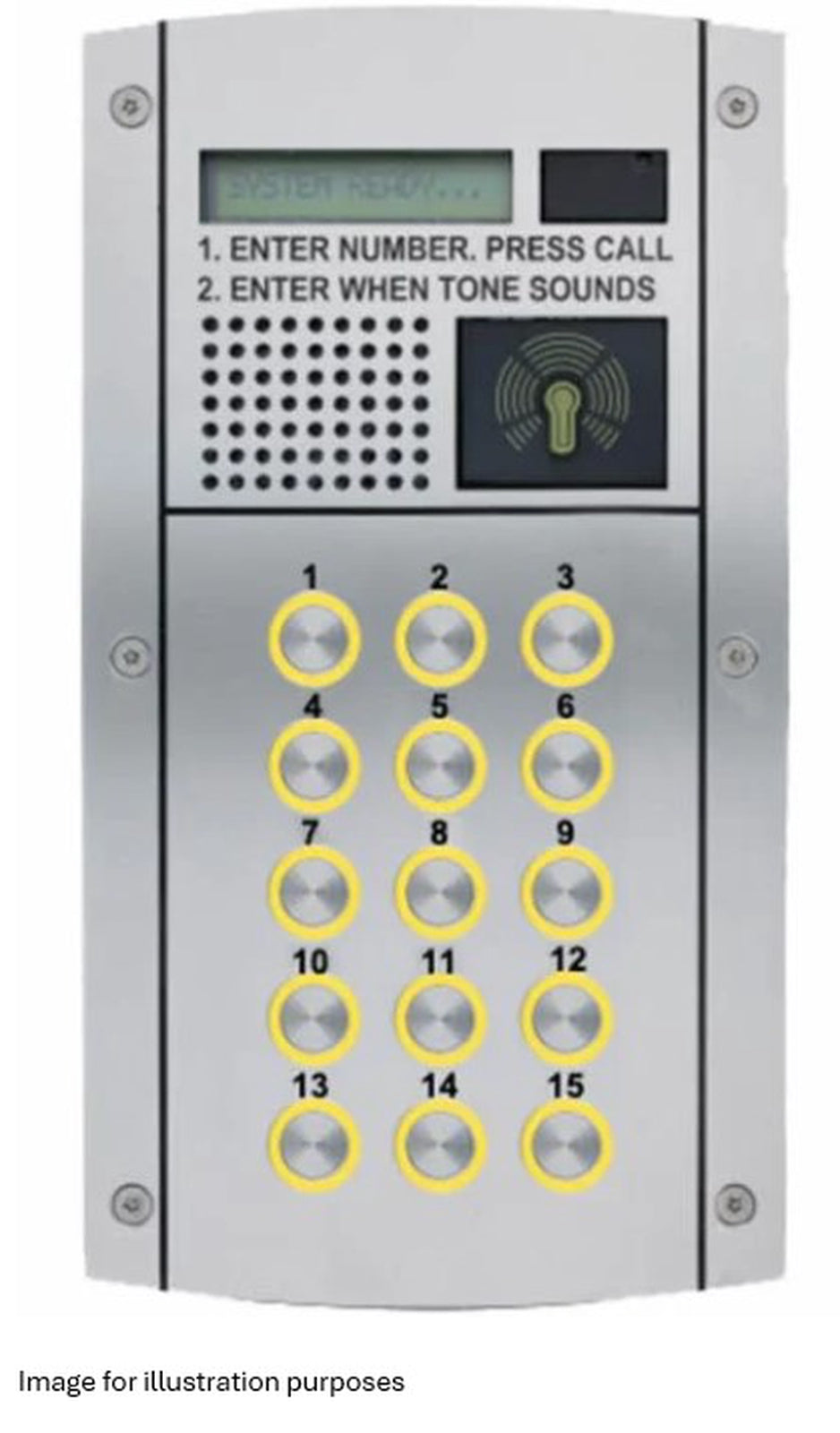 Comelit GDX 6 Button Compact Functional Entrance Panel Surface c/w Yellow Bezel