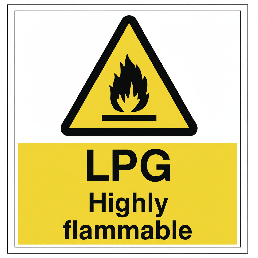 LPG Highly Flammable Safety Sign 150mm x 200mm - JEM Systems UK