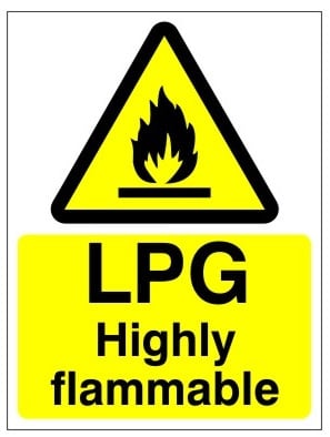 LPG Highly Flammable Safety Sign 150mm x 200mm - JEM Systems UK