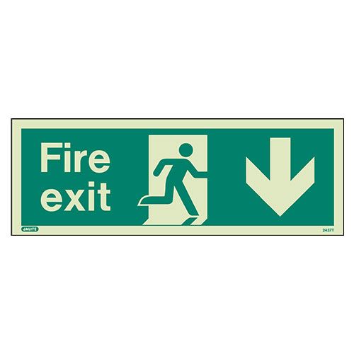 Firechief Sign FIRE EXIT DOWN Photolum (437K/R)
