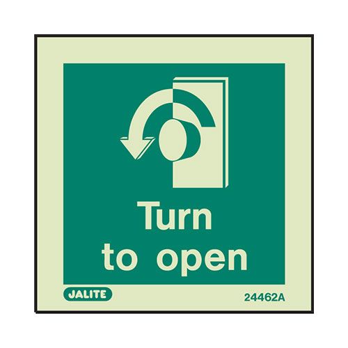 Firechief Sign TURN TO OPEN - LEFT Photolum (4462A/R)