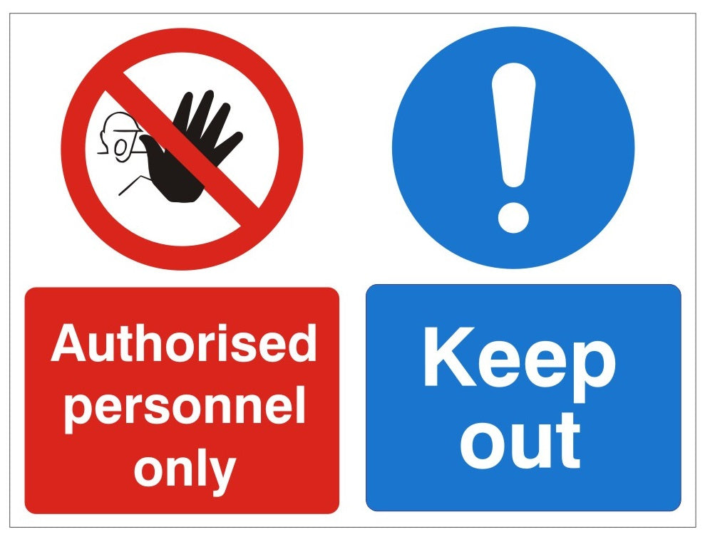 White Rigid PVC Authorised Personnel Only, Keep Out Sign - 600mm Wide x 450mm High - JEM Systems UK