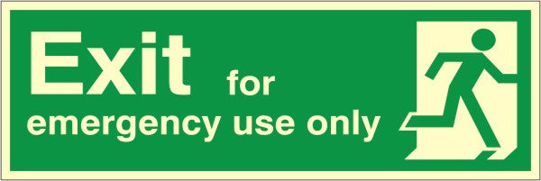 Exit For Emergency Use Only Sign Luminous PVC C/W Self Adhesive 300x100mm - JEM Systems UK