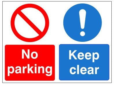 No Parking / Keep Clear Sign - 450mm Wide x 600mm High - JEM Systems UK
