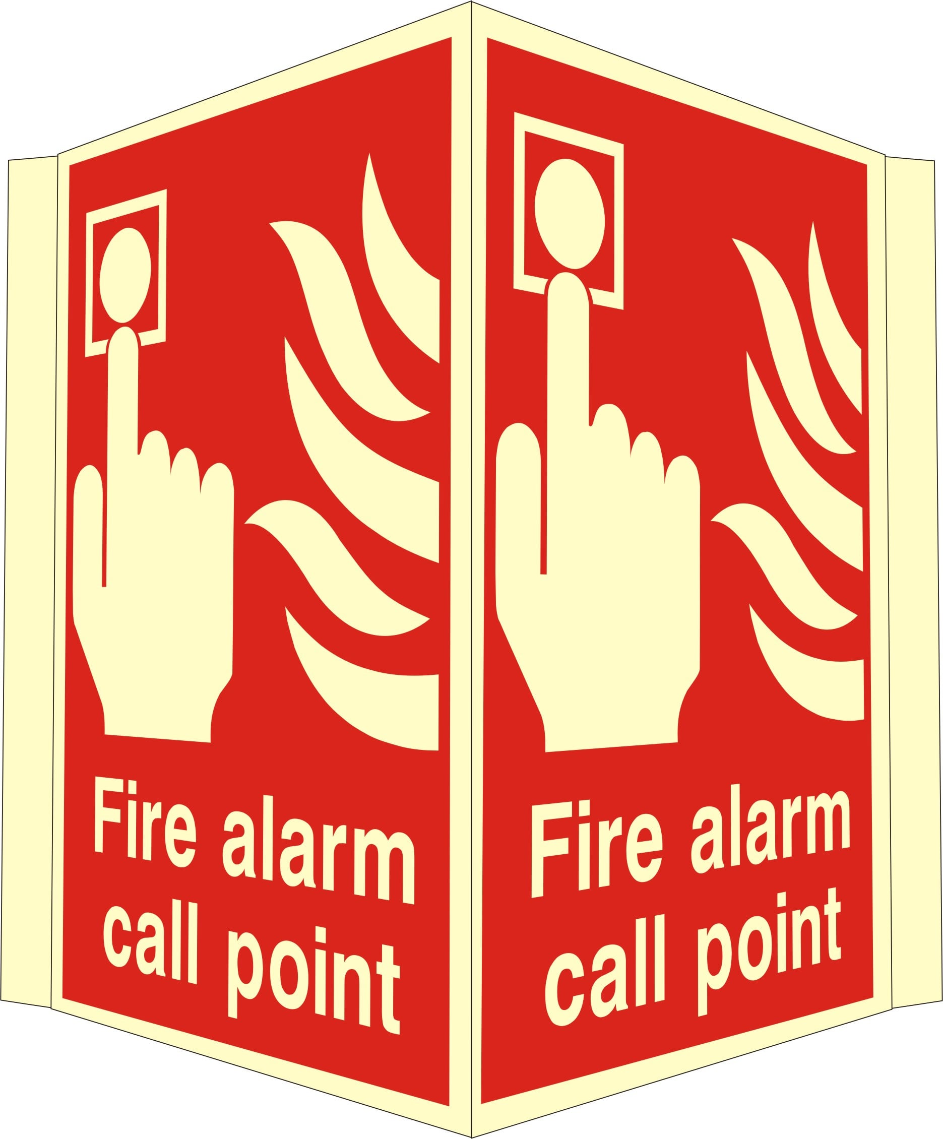 Luminous Rigid PVC Projecting Fire Alarm Call Point Sign 400mm Wide x 300mm High - JEM Systems UK