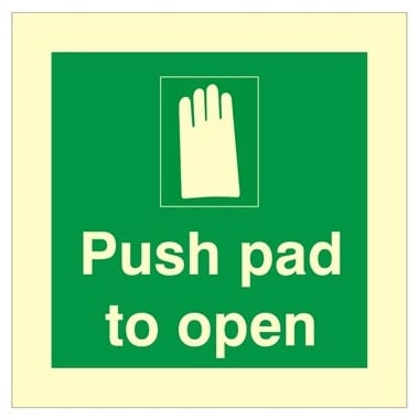 Luminous Rigid PVC Push Pad To Open Sign 100mm Wide x 100mm High - JEM Systems UK
