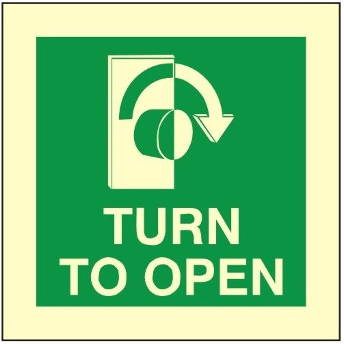 Luminous Rigid PVC Turn To Open Sign (Right) 100mm Wide x 100mm High - JEM Systems UK
