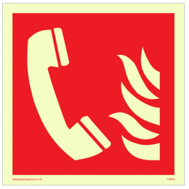 Luminous Rigid PVC Fire Telephone Logo Sign - 150mm Wide x 150mm High - JEM Systems UK