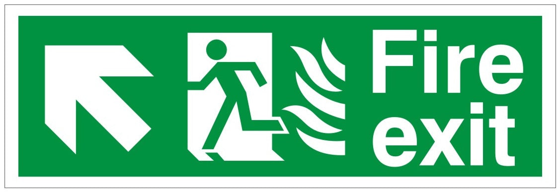 HTM65 Compliant Fire Exit Up / Left - 600 x 200mm White - JEM Systems UK