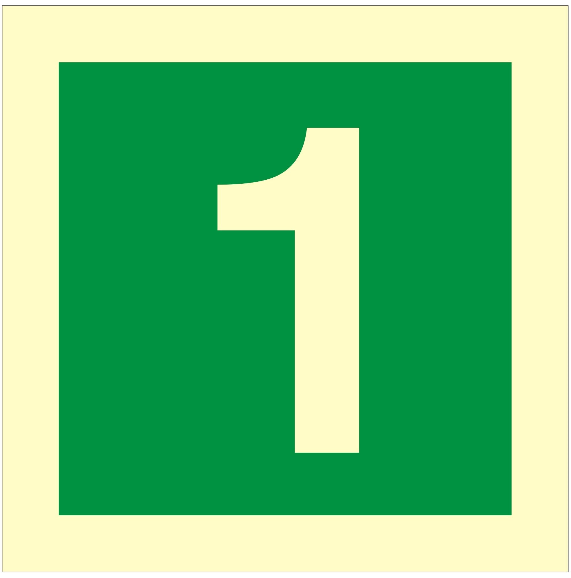 Stairway Identification Luminous Sign Number 1 - 100 x100mm - JEM Systems UK