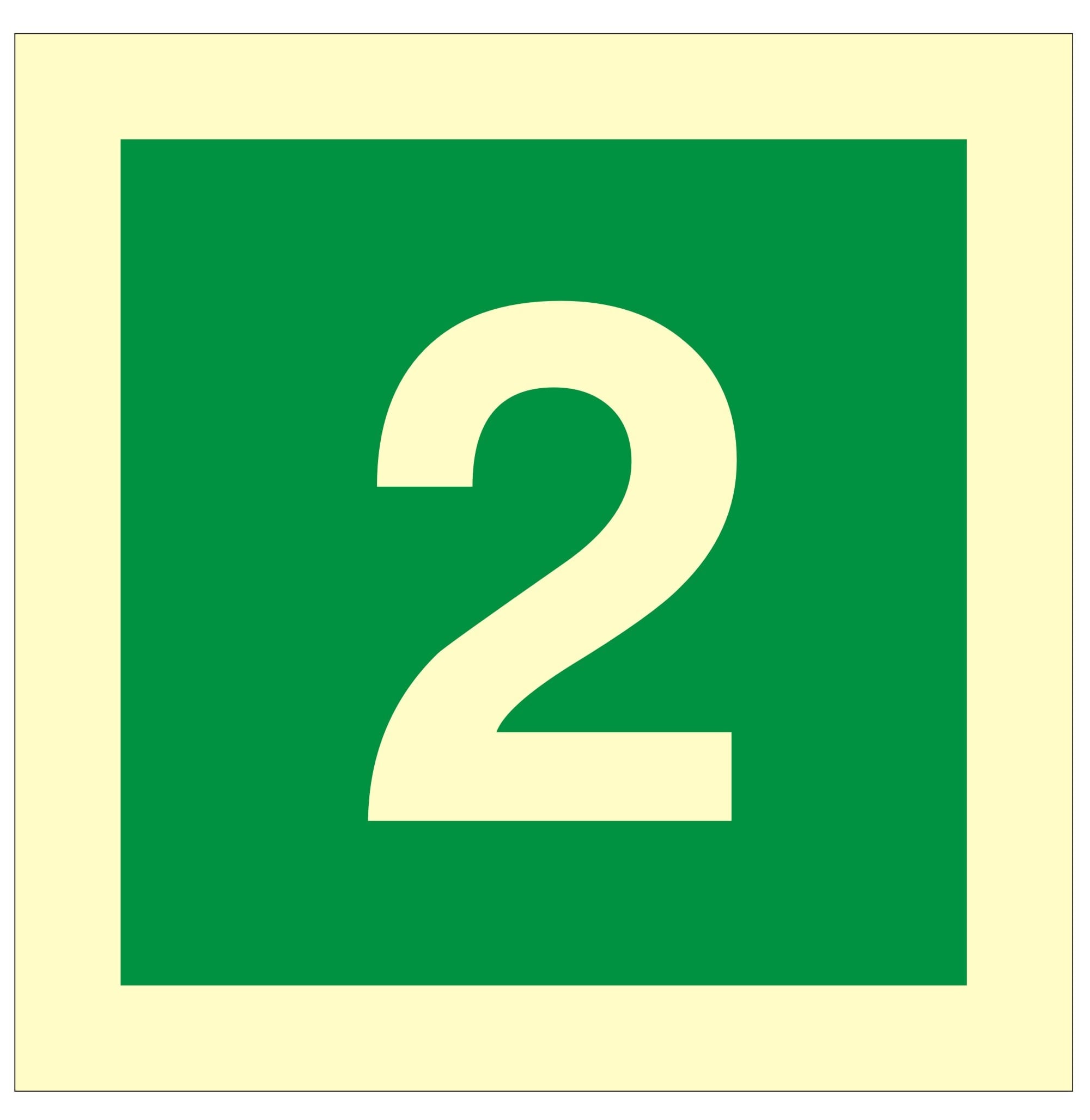 Stairway Identification Luminous Sign Number 2 - 100x100mm - JEM Systems UK