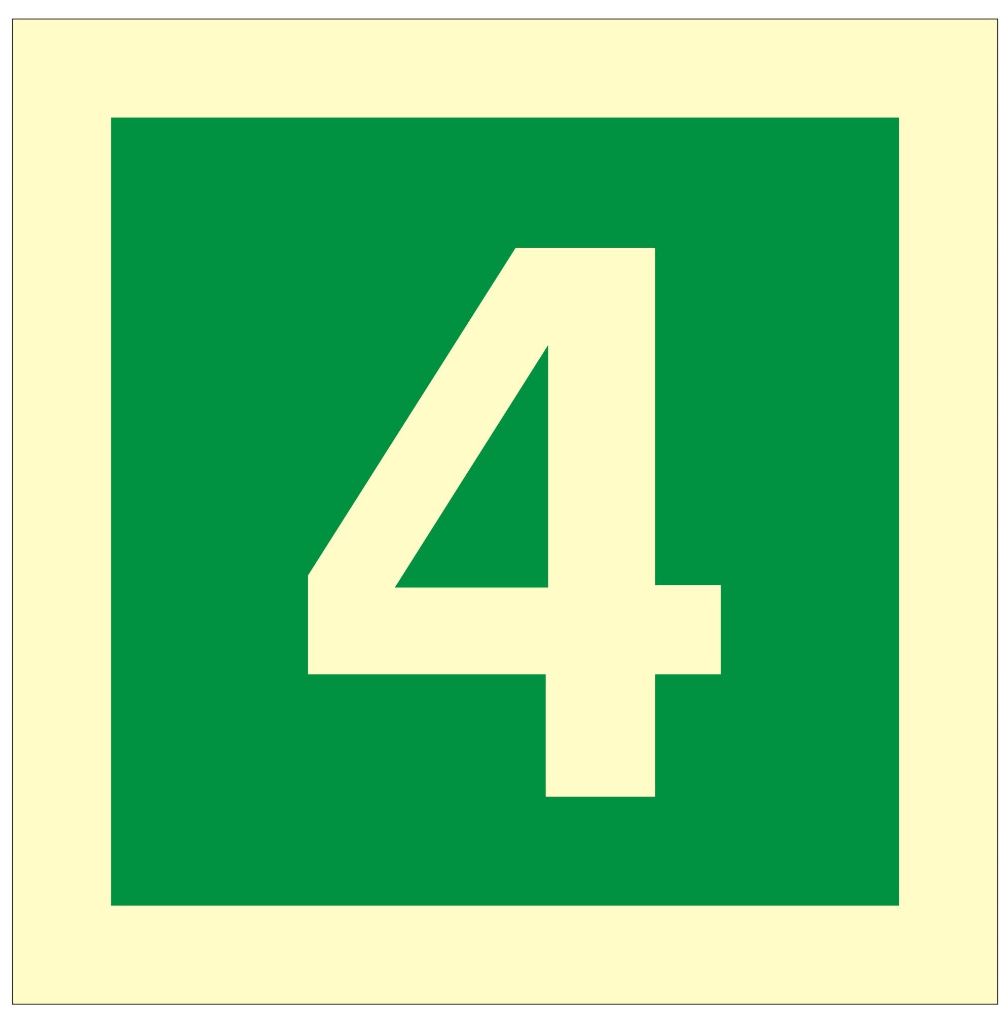 Stairway Identification Luminous Sign Number 4 - 100x100mm - JEM Systems UK