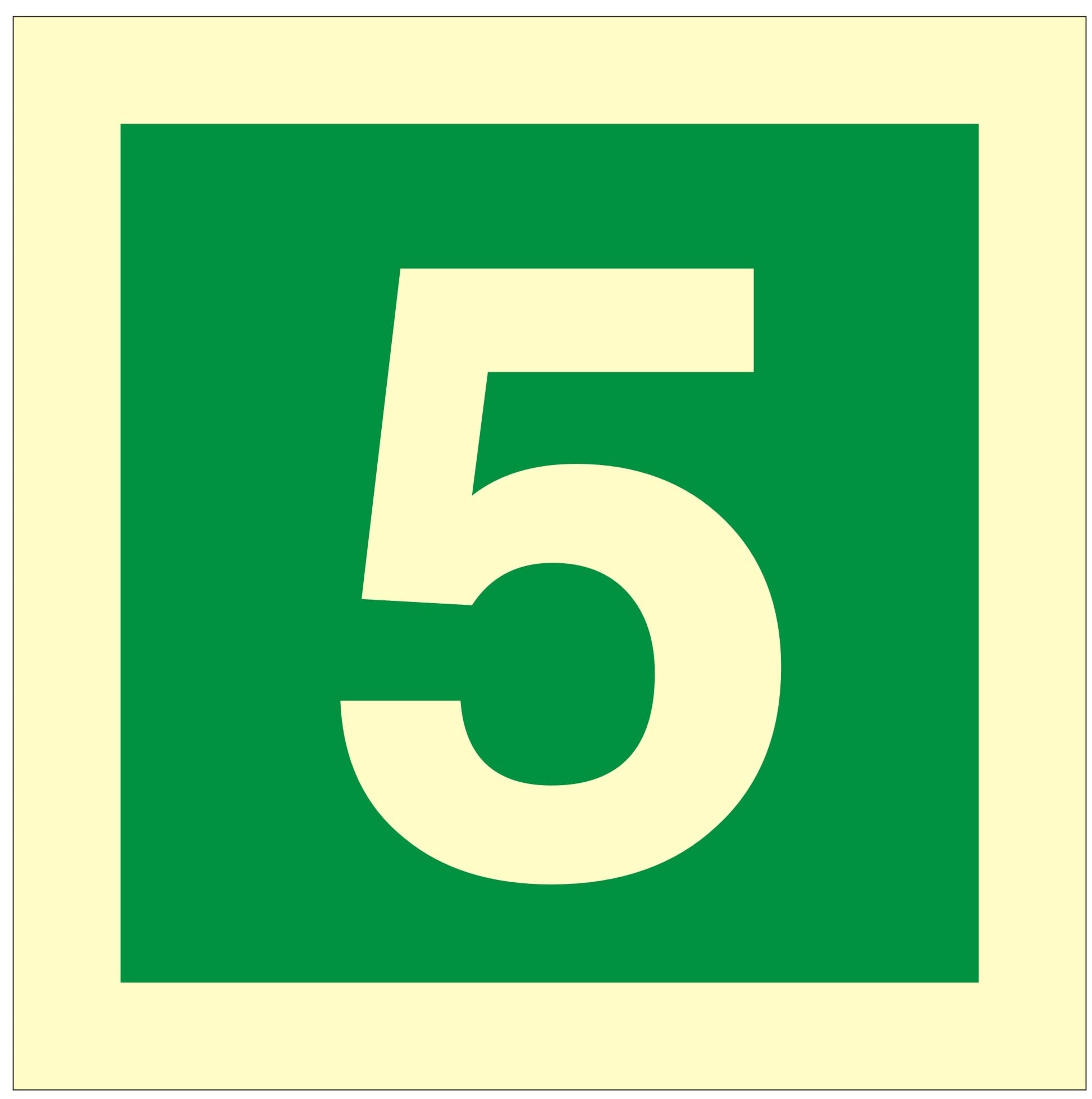 Stairway Identification Luminous Sign Number 5 - 100x100mm - JEM Systems UK