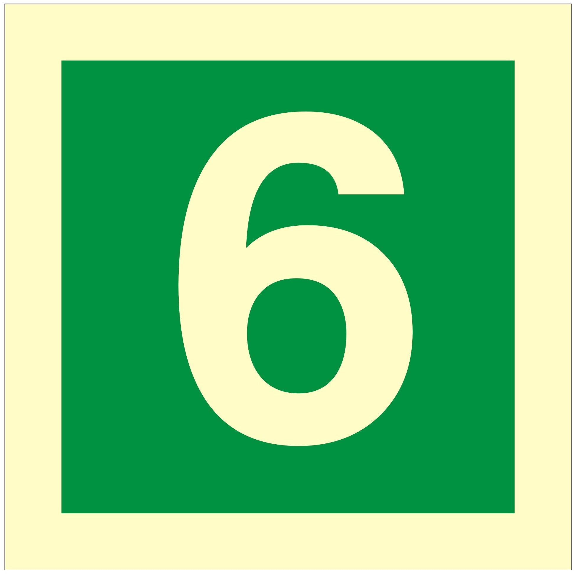 Stairway Identification Luminous Sign Number 6 - 100x100mm - JEM Systems UK