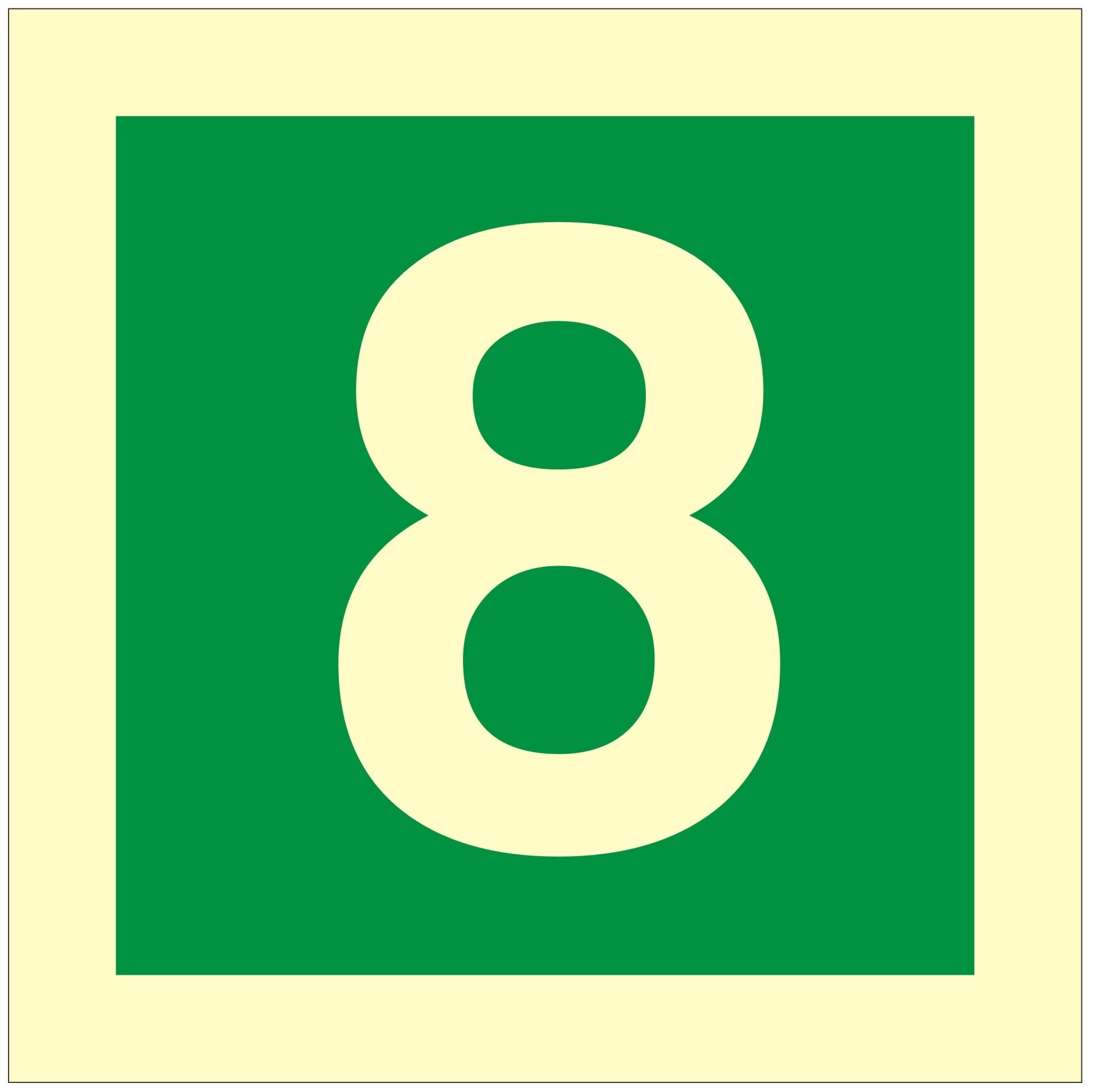 Stairway Identification Luminous Sign Number 8 - 100x100mm - JEM Systems UK