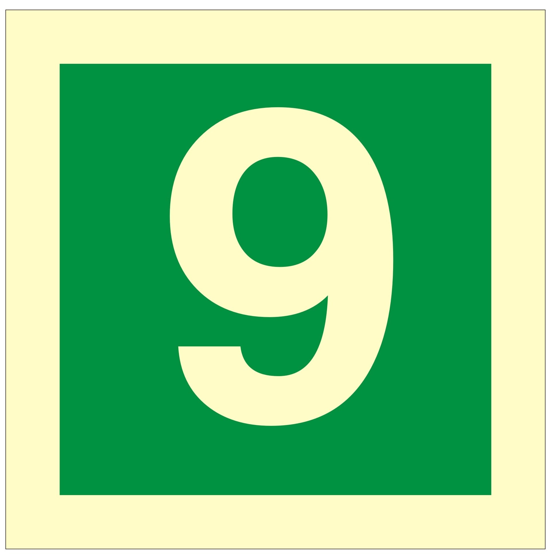 Stairway Identification Luminous Sign Number 9 - 100x100mm - JEM Systems UK