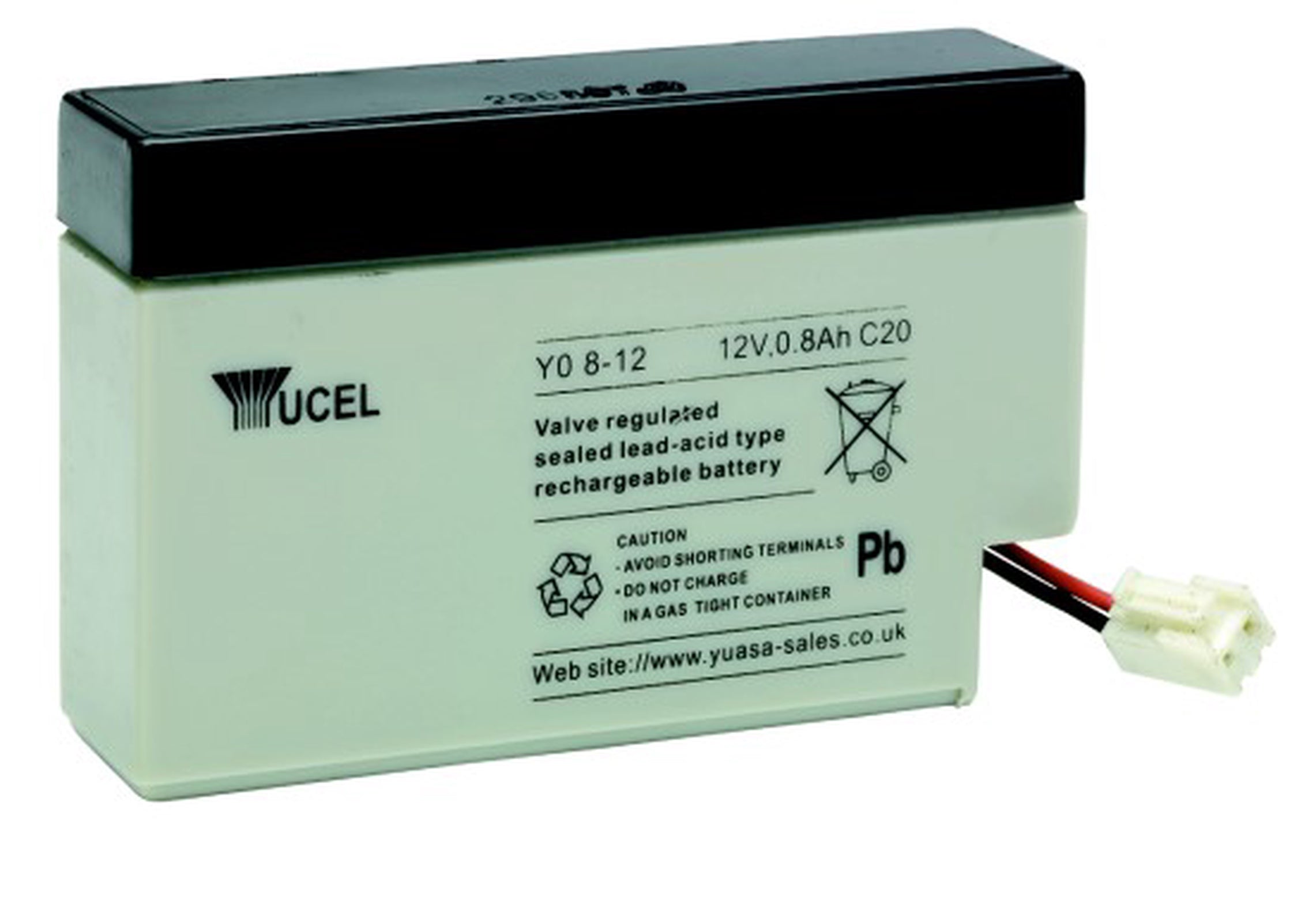 Yucel 12V 0.8Ah VRLA Battery c/w Leads