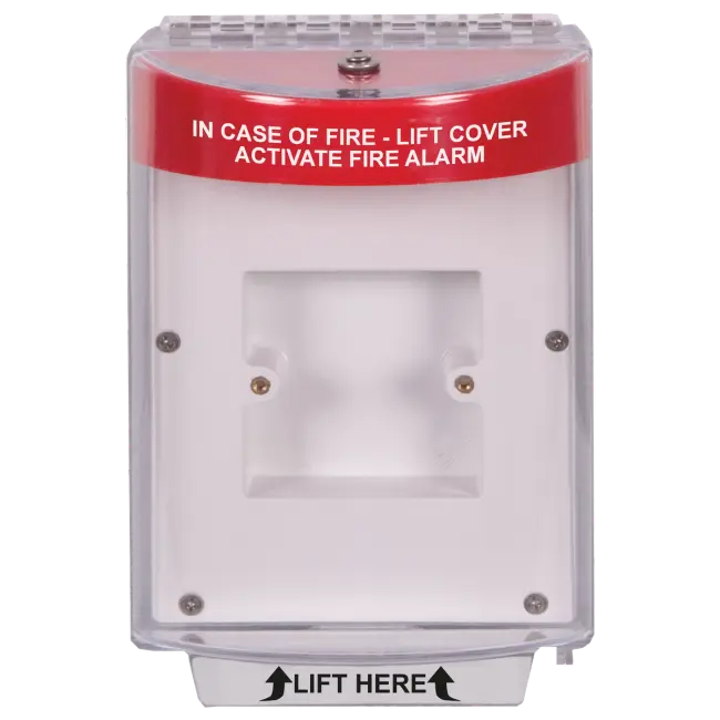 STI-13620FR Red Enviro Stopper (EU Enclosed Plate) - Integral Sounder & Fire Label