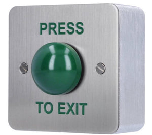 CDVI RTE-SSD Green Dome Exit Button Square Surface Mount Stainless Steel
