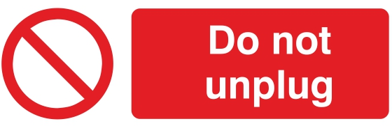 Electrical Do Not Unplug Socket Signs - 50mm x 20mm - JEM Systems UK