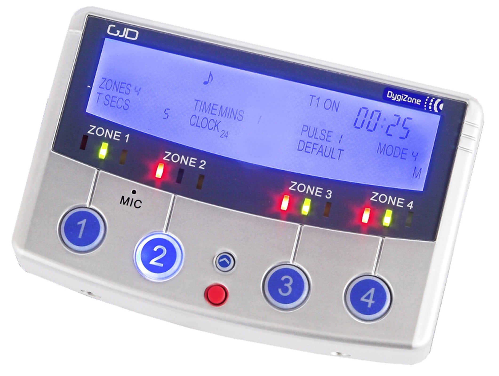 GJD DygiZone Digital 4 Zone Controller Silver with LCD Backlight & Clock