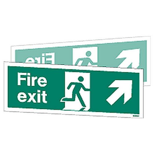Firechief Double-Sided Fire Exit Sign Up To Right Or Up To Left (W438DST)