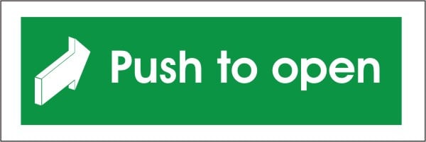 White Rigid PVC Push To Open Sign 300mm Wide x 100mm High - JEM Systems UK