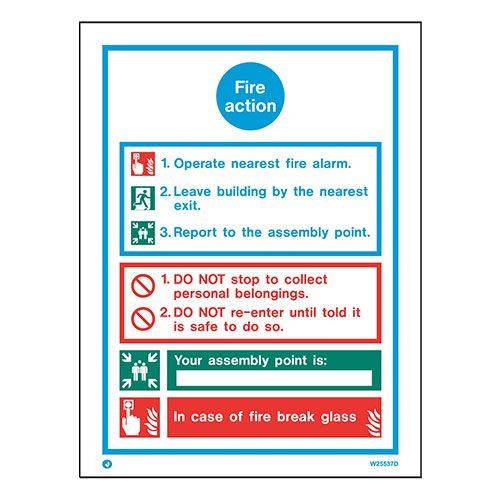Firechief Sign FIRE ACTION White (W5537DD)