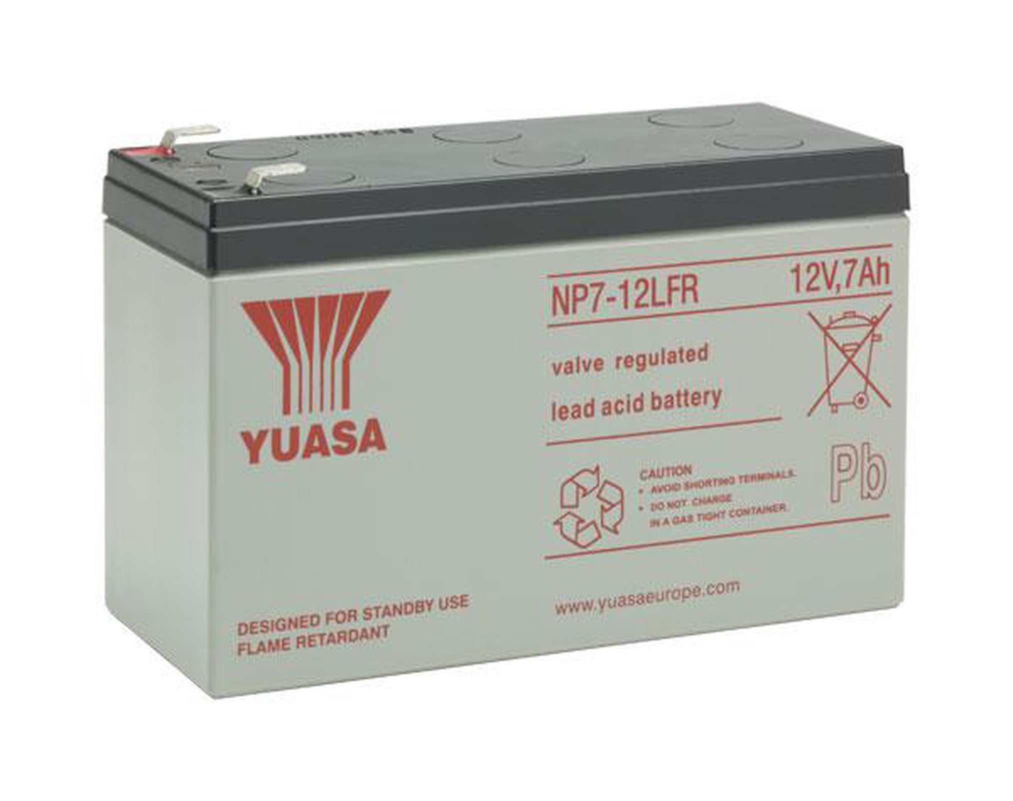 Yuasa 12V 7Ah Industrial VRLA Battery Flame Retardant