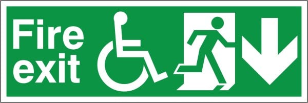 Refuge Fire Exit Sign - Down - JEM Systems UK