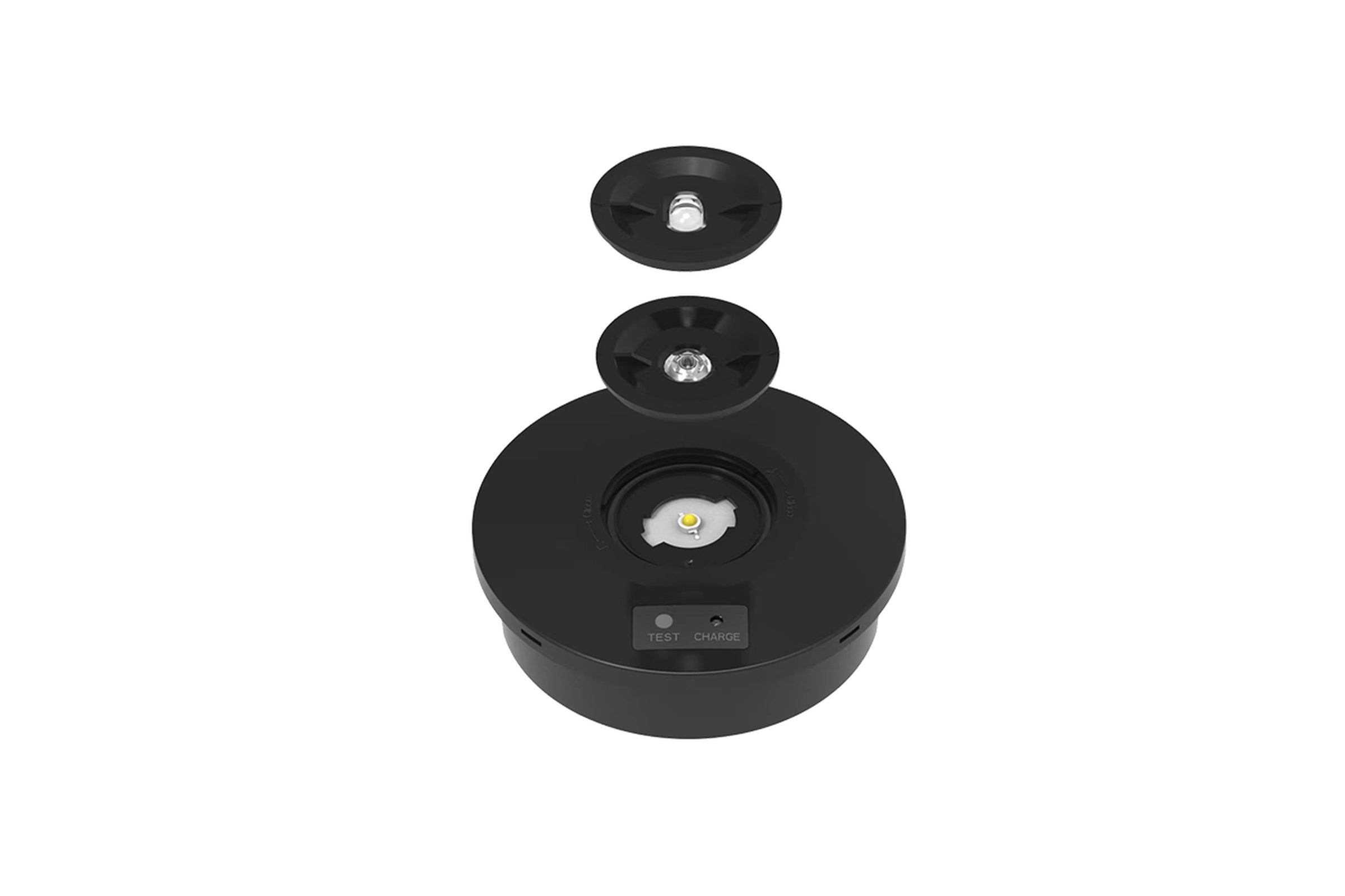 CQR LED Emergency Escape Round Surface Downlight IP65 Black c/w 2 Lens