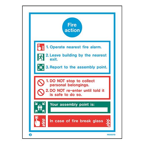 Firechief Sign FIRE ACTION White (W5537D)