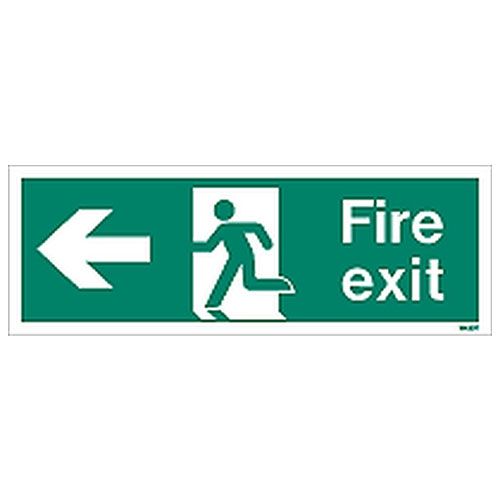 Firechief Sign FIRE EXIT LEFT White (W430T)