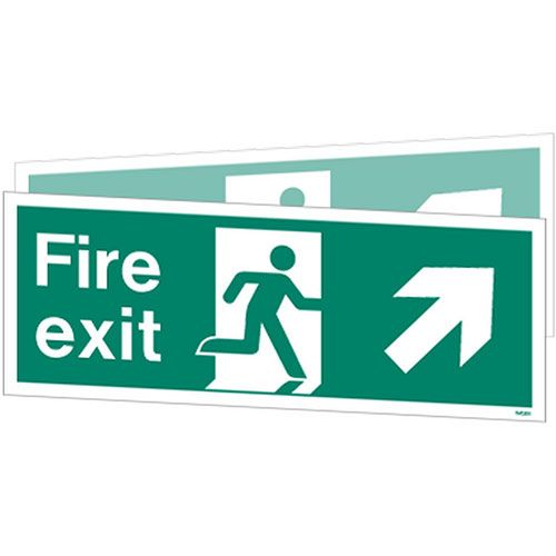 Firechief Double-Sided Fire Exit Sign Up To Right Or Up To Left (W438DSK)