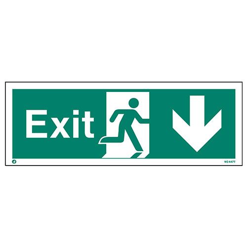 Firechief Sign EXIT DOWN White (W447T)