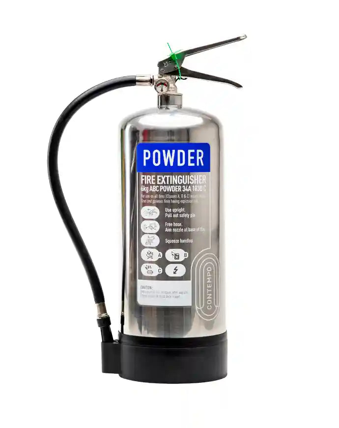 CheckFire CX-PWD-006-DSS 6kg Dry Powder Fire Extinguisher - Stainless Steel (DPEX6SS)