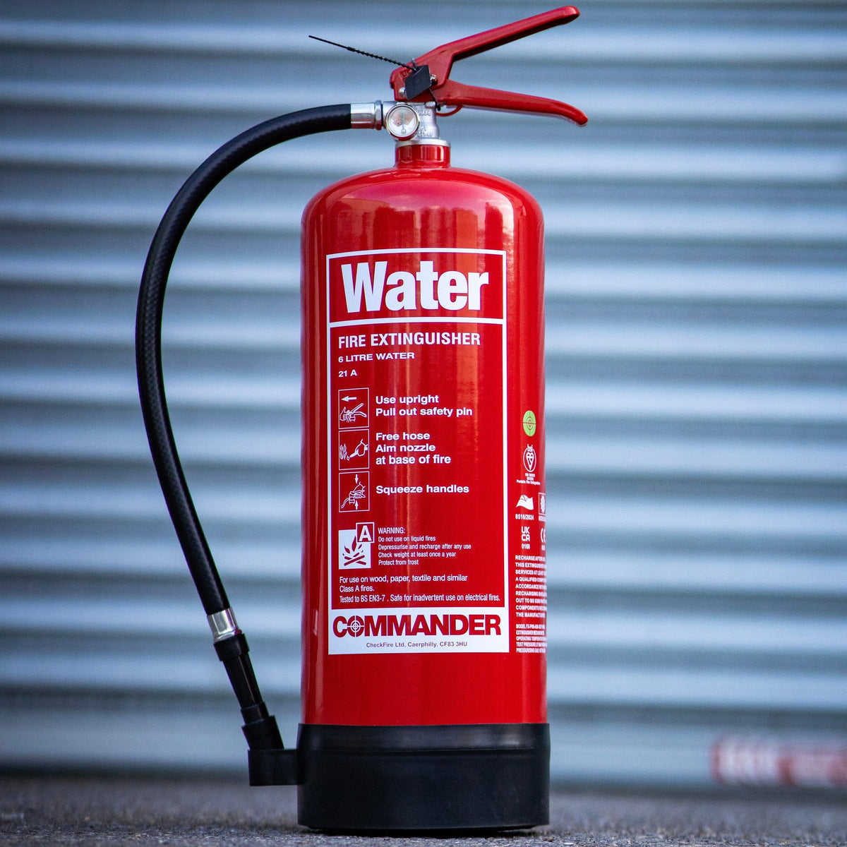 CheckFire FX-PWA-006-DCF 6ltr Plain Water Fire Extinguisher Commander (FX-PWA-006-AAA) - JEM Systems UK