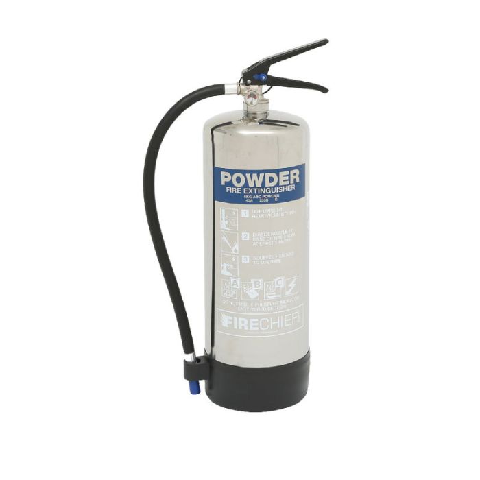 Firechief ELITE 6kg Powder Stainless Steel Extinguisher (PXP6) - JEM Systems UK