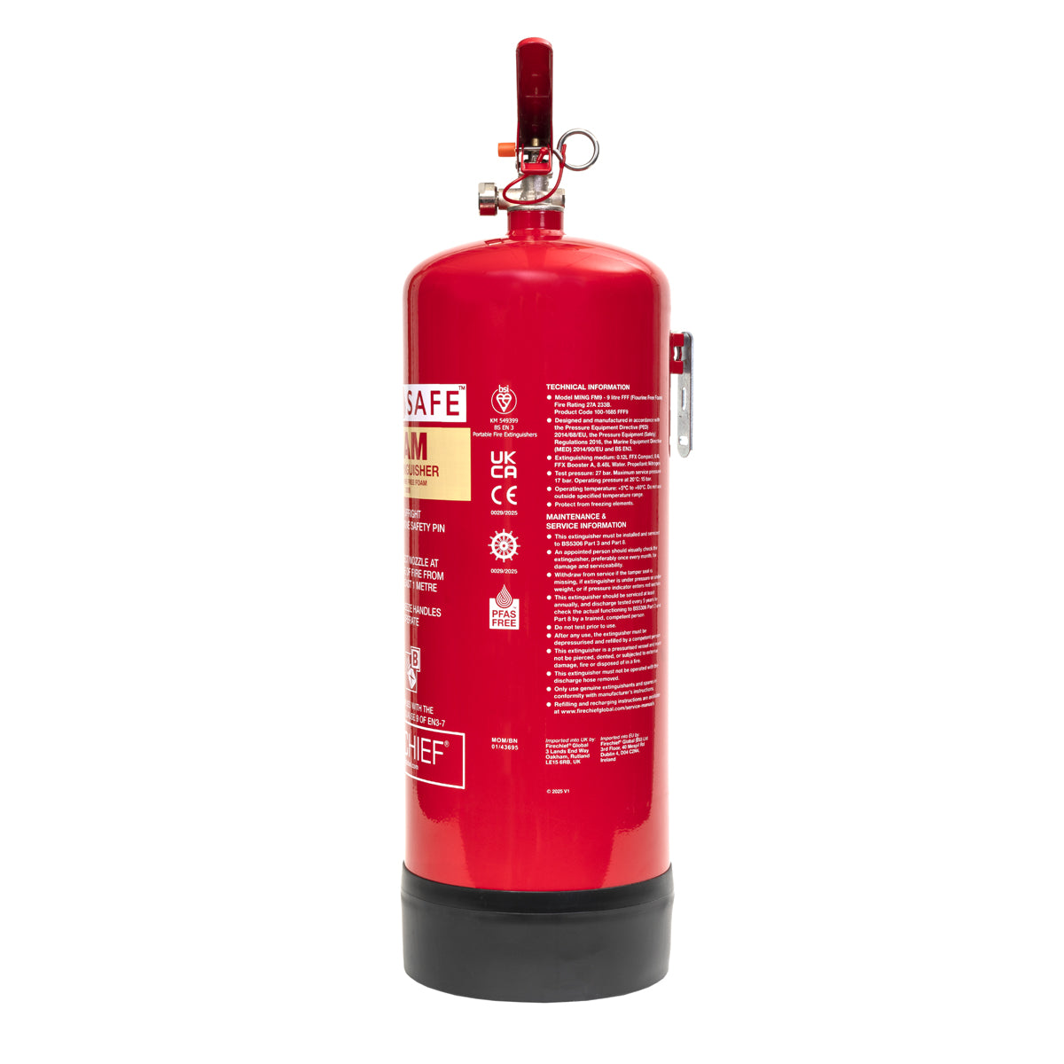 Firechief 9ltr PureSafe Fluorine Free Foam Extinguisher (FFF9) - JEM Systems UK