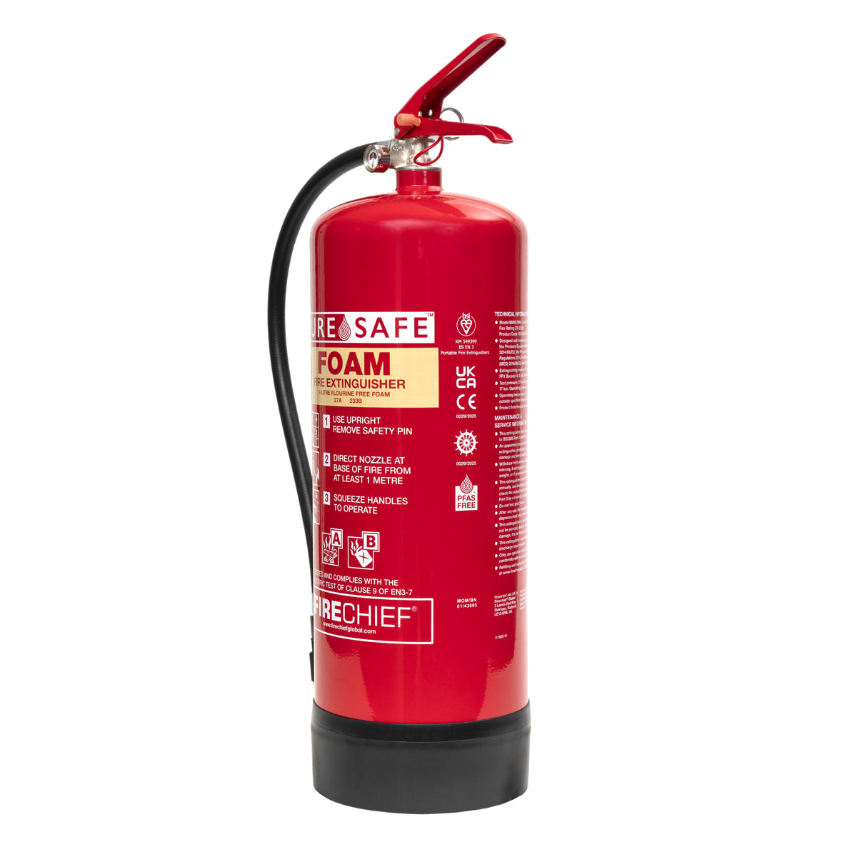 Firechief 9ltr PureSafe Fluorine Free Foam Extinguisher (FFF9) - JEM Systems UK